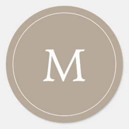 Brunt askträ, minimalistisk enkel monogram bröllop runt klistermärke