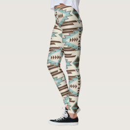 Brunt Aztec stam- mönster för kricka Leggings