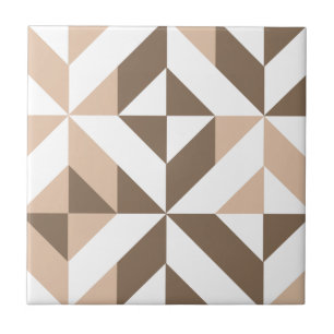 Brunt beige geometriskt kubmönster kakelplatta