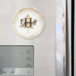 Brunt blad monogramnamn magnet