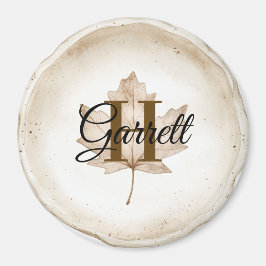 Brunt blad monogramnamn magnet