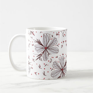 Brunt blomsterbotaniskt illustrationsklassiskt mug kaffemugg