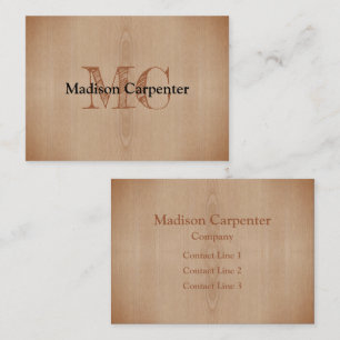 Brunt bränt träkorn Carpenter Monogram Visitkort