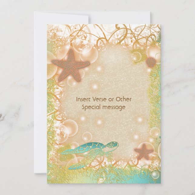 Brunt bröllop för blåttsköldpaddasjöstjärna inbjudningar (Framsida)