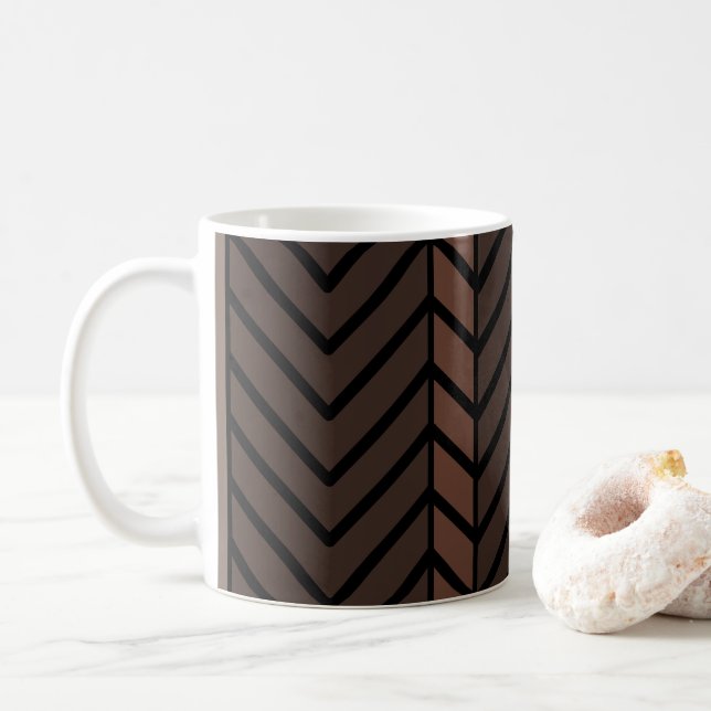 Brunt Chevronmönster Kaffemugg (Med munk)