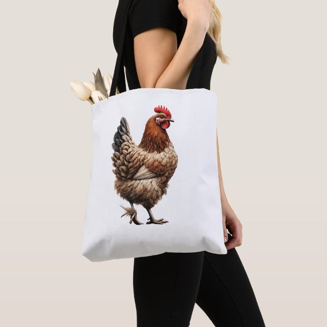 Brunt Country Chicken Farm Barnyard Köket Tygkasse (Närbild)