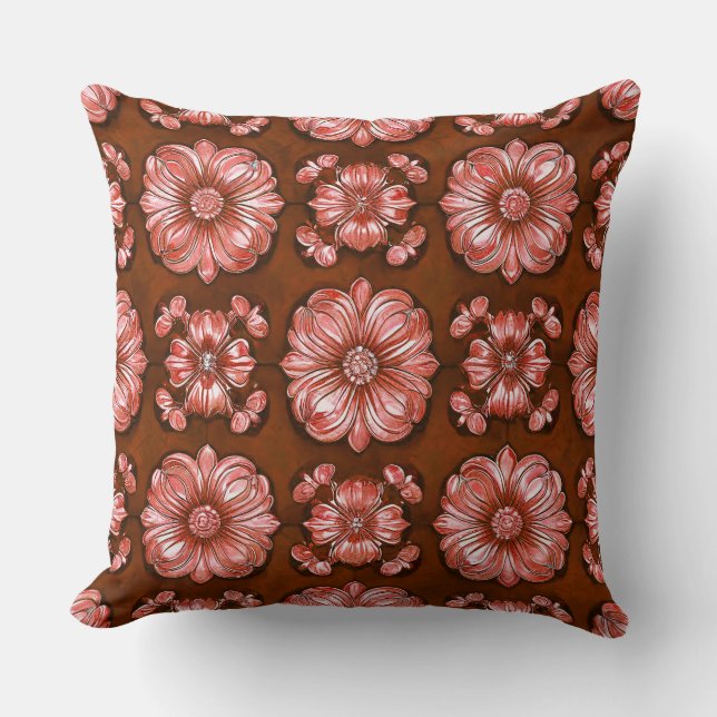 Brunt Flerfärgat Livligt Mönster Kudde (Framsida)