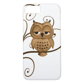 Brunt fodral för iPhone 7 för Swirly träduggla