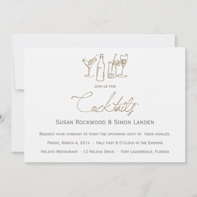 Brunt för bröllopcoctailinbjudningar | inbjudningar (Framsida)