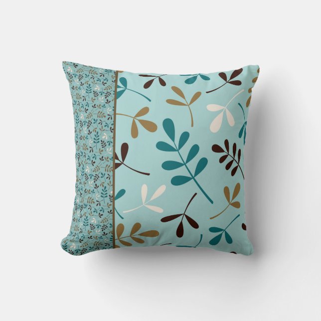 Brunt för guld för blandade lövkonstkrickor kräm- kudde (Framsida)