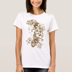 Brunt för KRW-blommandeskönhet T Shirt