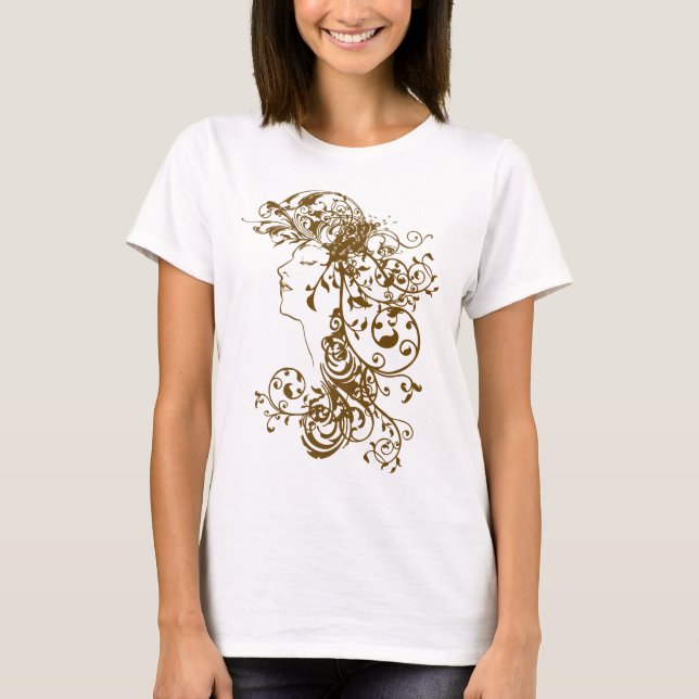 Brunt för KRW-blommandeskönhet T Shirt (Framsida)