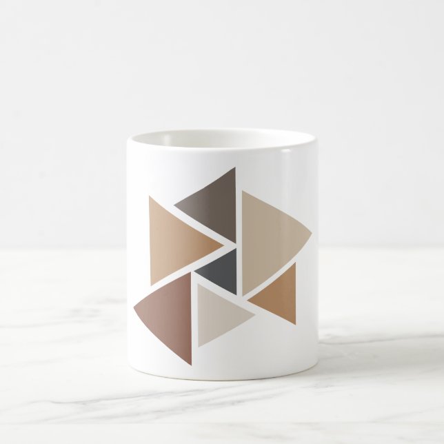 Brunt geometriskt mönster Vitt Kaffemugg (Center)
