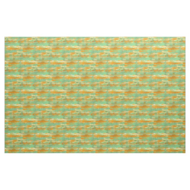 Brunt Grönt Bränn Orange Vit vattenfärg Rand Tyg (Fat Quarter)