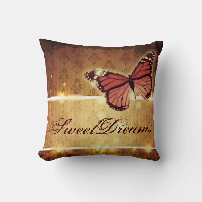 brunt Guld Damask glamous Butterfly Kudde (Framsida)