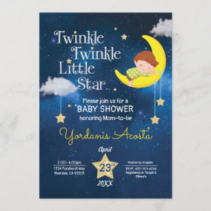 Brunt hår Twinkle Twinkle Little star Inbjudningar