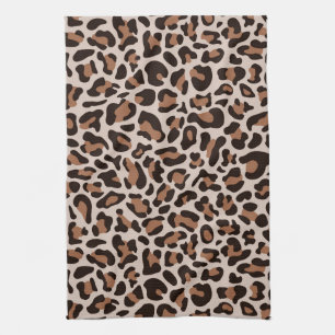 Brunt kaffeleopard Skriv ut Retro Kitchen Towel Kökshandduk