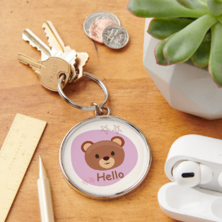 Brunt kattnyckelkedja - tungt material från nyckel rund silverfärgad nyckelring