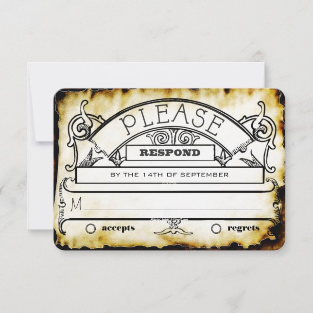 Brunt kraftpapper medeltida typografi bröllop RSVP OSA Kort (Framsida)