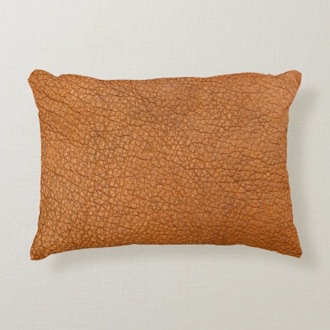 Brunt läder, brunt uppåt prydnadskudde (Framsidan)