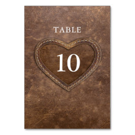 Brunt läderhjärta 3:e bröllop-årsdagen brunt bordsnummer