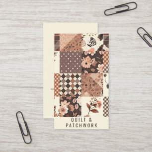 Brunt lapptäcke handgjorda kläder patchwork visitkort