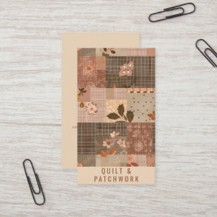 Brunt lapptäcke handgjorda kläder patchwork visitkort
