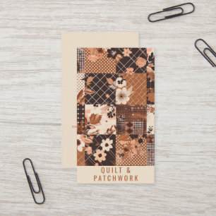 Brunt lapptäcke handgjorda kläder patchwork visitkort
