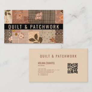 Brunt lapptäcke handgjorda kläder patchwork visitkort