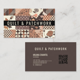 Brunt lapptäcke handgjorda kläder patchwork visitkort