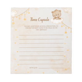 Brunt ljus Bear Baby Shower Time Capsule Anteckningsblock