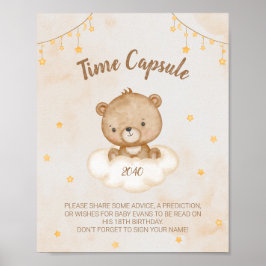 Brunt ljus Bear Baby Shower Time Capsule Poster