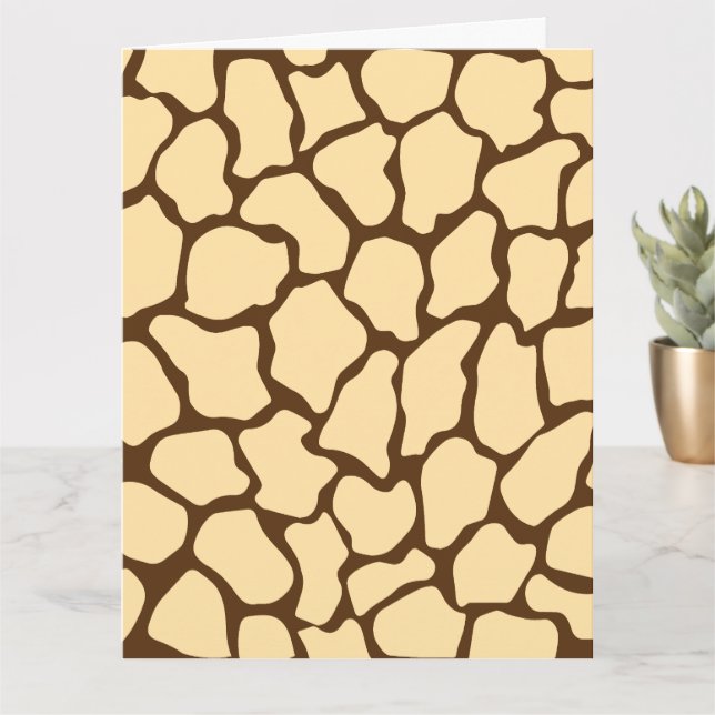 Brunt mönster i giraffmotiv – minimalistisk djurtr kort (Liten växt)