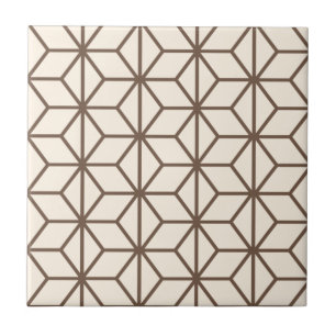 Brunt och beige geometriskt art décomönster kakelplatta