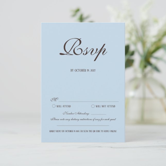 Brunt och Blått Bröllop RSVP-kort Tilläggskort (Stående Fram)