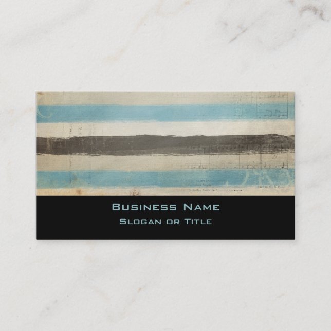 Brunt och blått Vågrät Rand i vattenfärg Visitkort (Framsida)