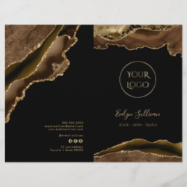 Brunt och guld agate Service Menybroschyr