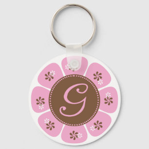 Brunt och rosa MonogramG Nyckelring