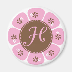 Brunt och rosa MonogramH Magnet