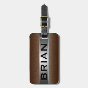 Brunt och Silver, borstat Aluminiumutseende Bagagebricka