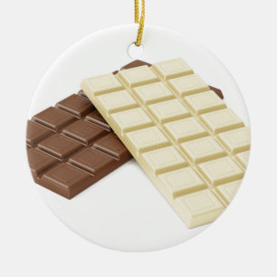 Brunt- och vitchokladpubar julgransprydnad keramik