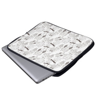 Brunt- och vitklotterugglor laptop sleeve