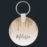 Brunt och vitt eget namn glitter nyckelring<br><div class="desc">elegant mousserande glitter droppar med monogramtext.</div>