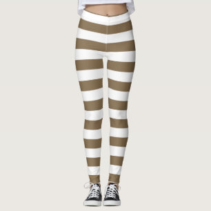 Brunt och vitt färg-vågrät strimlat leggings