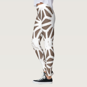 Brunt och vitt geometriskt mönster leggings