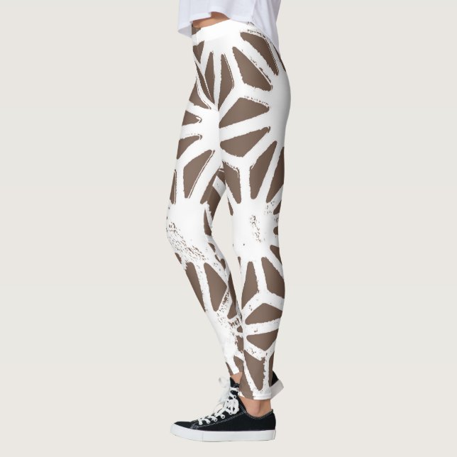 Brunt och vitt geometriskt mönster leggings (Vänster)