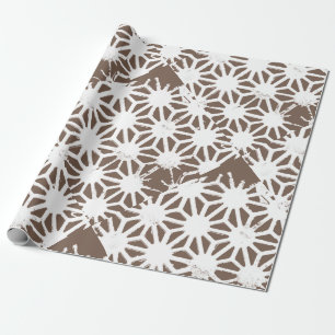 Brunt och vitt geometriskt mönster presentpapper