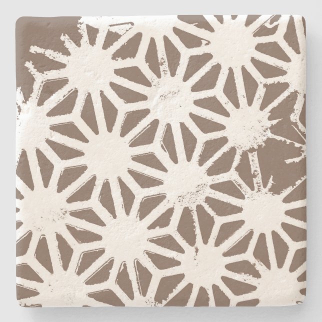 Brunt och vitt geometriskt mönster stenunderlägg (Framsidan)