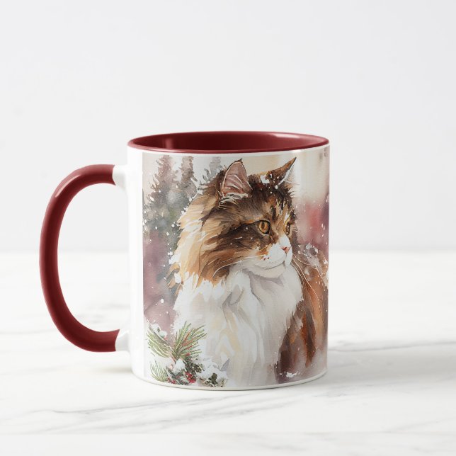Brunt och vitt maine Coon Tabby katt-kaffe Mugg (Vänster)