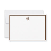 Brunt och vitt monogrammat platt anteckningskort